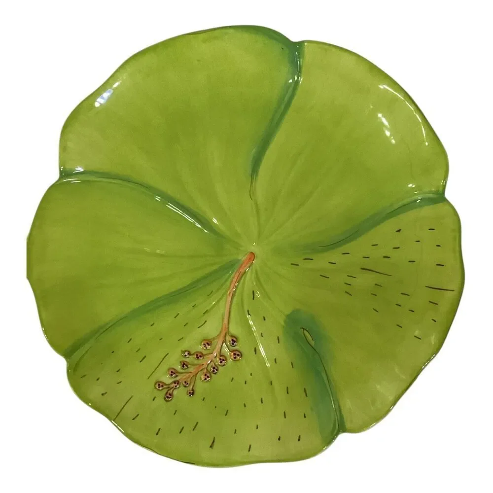 Sunset Grove By Nobel Excellence Salad Plates Yellow & Green Flower Set Of 2